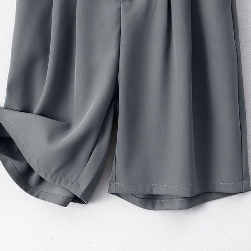 Summer Casual Zipper Button Loose Plain Cotton Linen Women's Shorts With Pockets