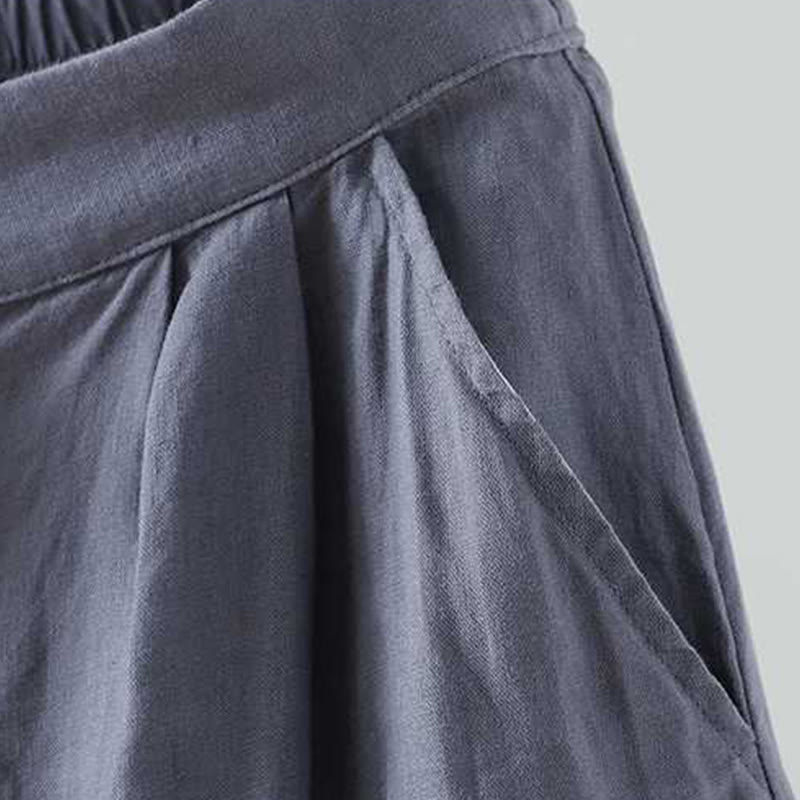 Summer Casual Solid Color Frog Button Zipper Button Acrylic Fiber Women's Shorts With Pockets