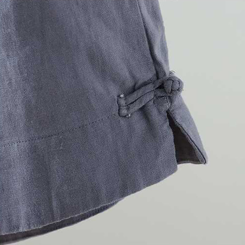Summer Casual Solid Color Frog Button Zipper Button Acrylic Fiber Women's Shorts With Pockets