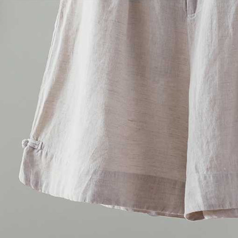 Summer Casual Solid Color Frog Button Zipper Button Acrylic Fiber Women's Shorts With Pockets