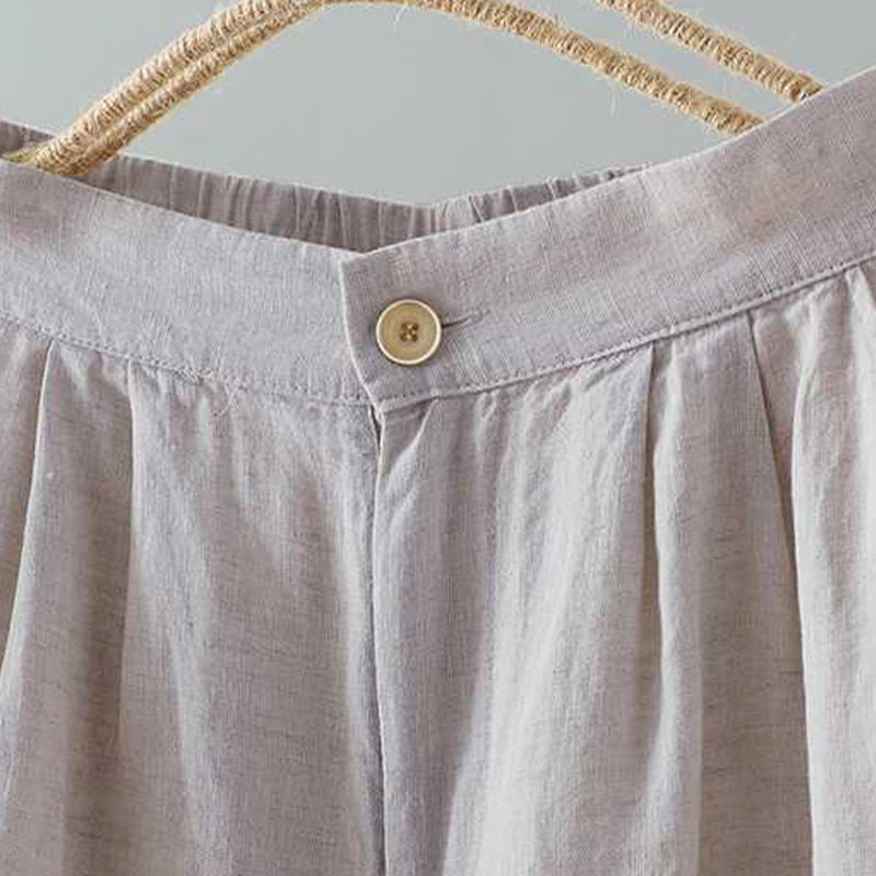 Summer Casual Solid Color Frog Button Zipper Button Acrylic Fiber Women's Shorts With Pockets