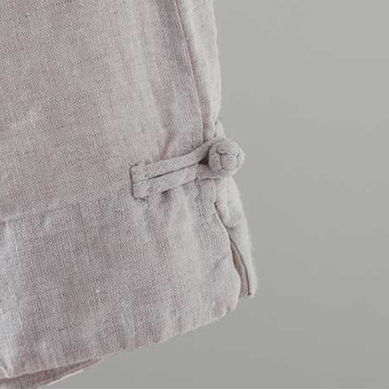 Summer Casual Solid Color Frog Button Zipper Button Acrylic Fiber Women's Shorts With Pockets