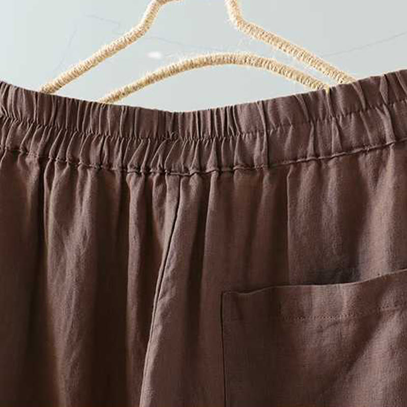 Summer Casual Solid Color Frog Button Zipper Button Acrylic Fiber Women's Shorts With Pockets