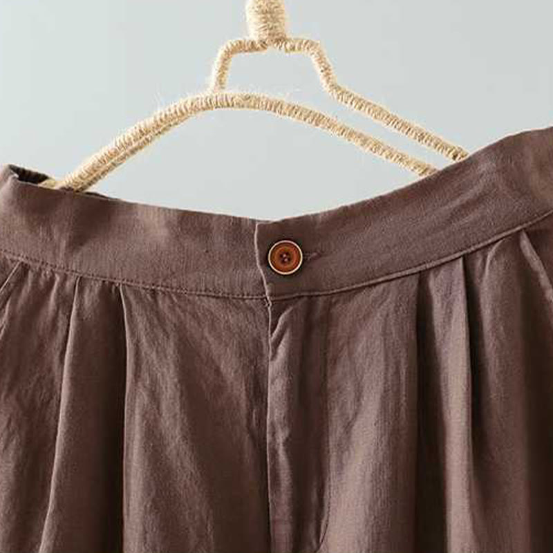 Summer Casual Solid Color Frog Button Zipper Button Acrylic Fiber Women's Shorts With Pockets
