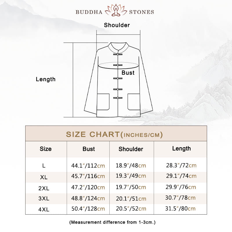 2Pcs Tang Suit Plain Color Frog-Button Men's Long Sleeve Shirt Pants Set