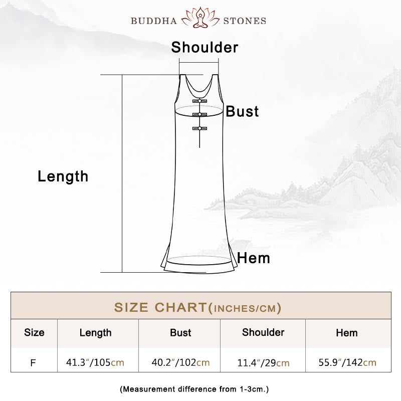 Frog-Button Sleeveless Cami Midi Dress Ramie Linen Wide Leg Pants With Pockets