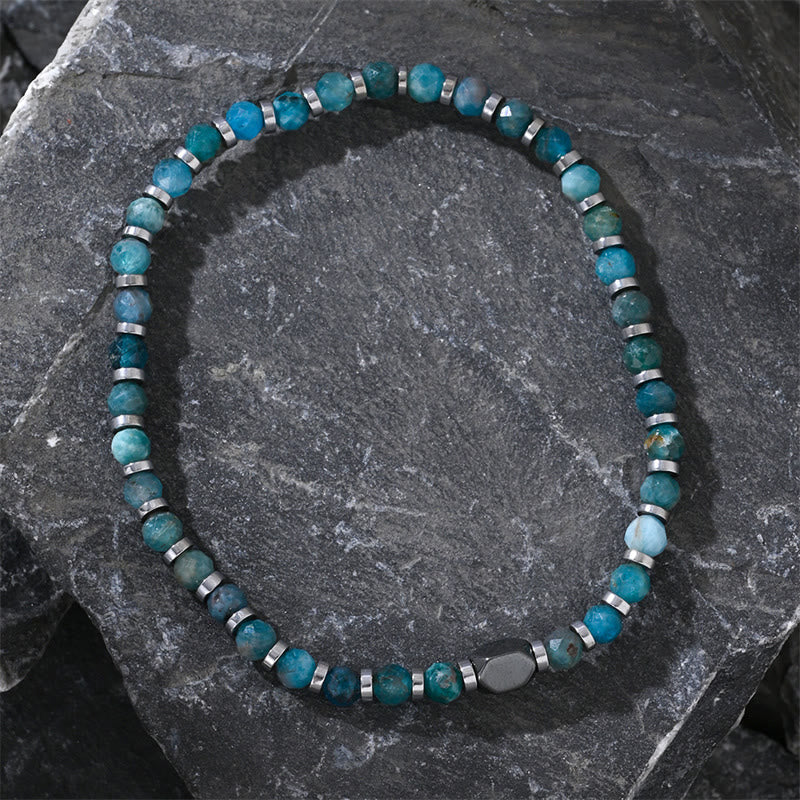 Natural Apatite and Hematite Grounding Energy Stone Bracelet