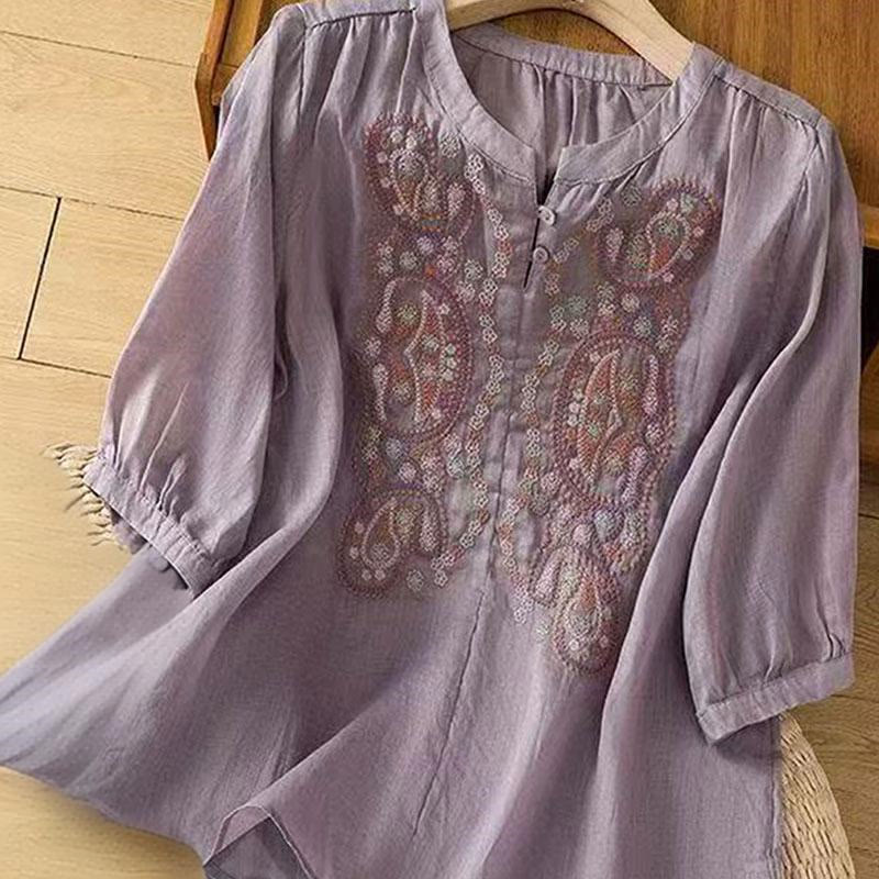Tactile Cotton Frog-Button Half-Sleeve Meditation Shirt