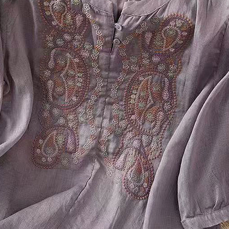Tactile Cotton Frog-Button Half-Sleeve Meditation Shirt