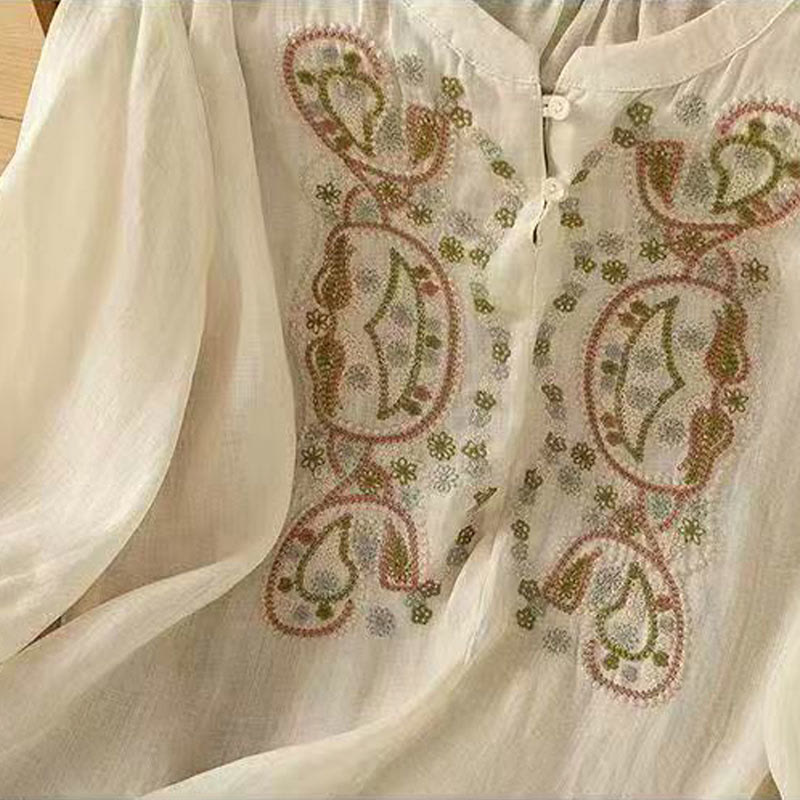 Tactile Cotton Frog-Button Half-Sleeve Meditation Shirt