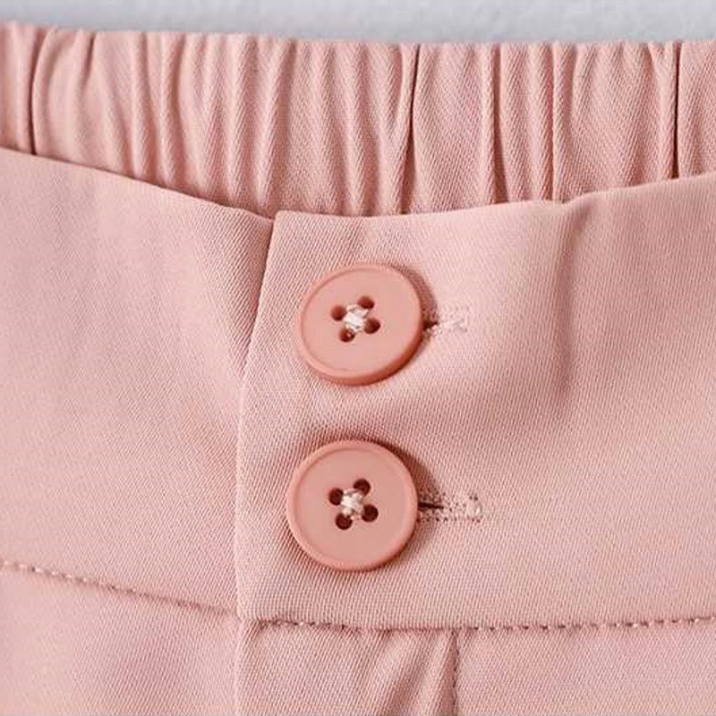 Summer Casual Zipper Button Loose Plain Cotton Linen Women's Shorts With Pockets