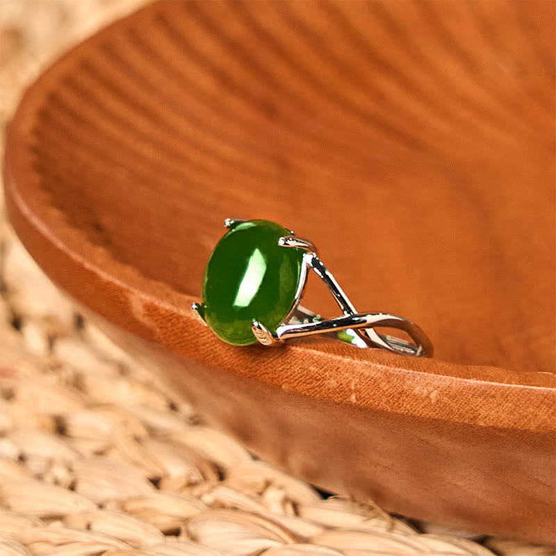 Natural Jade Alloy Adjustable Buckle Abundance Ring