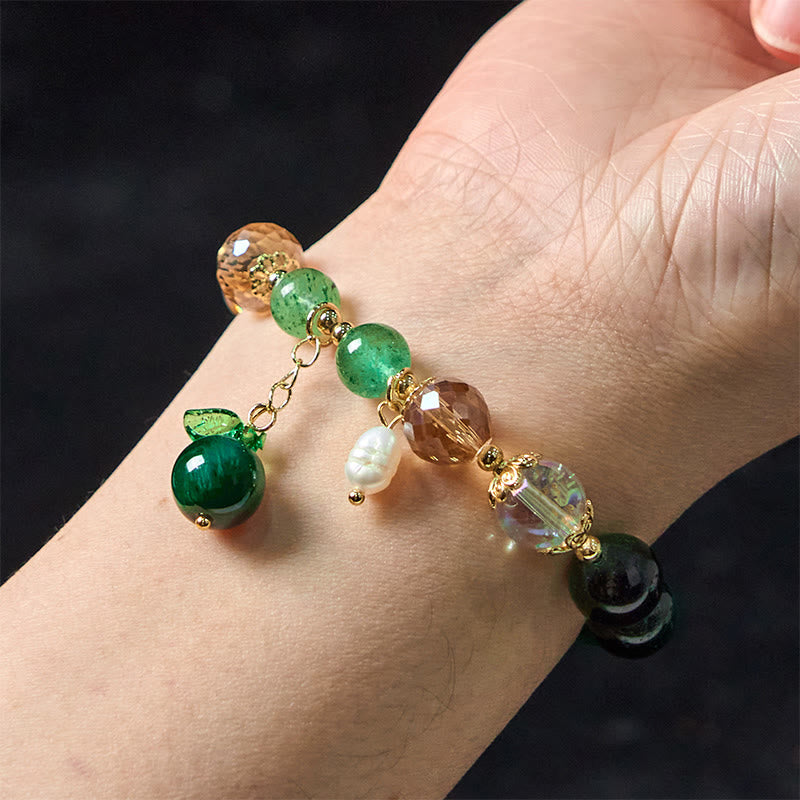 Natural Green Tiger Eye Beads Green Leaf Positive Bracelet