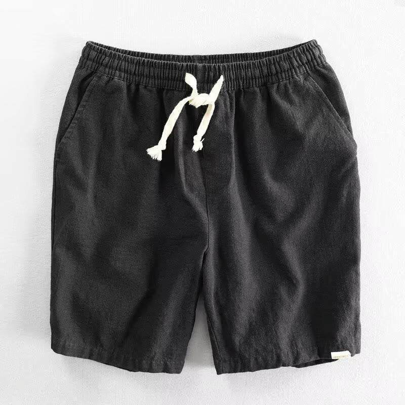 Drawstring Elastic Waist Cotton Men's Shorts With Pockets