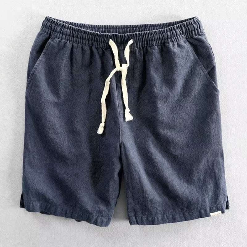 Drawstring Elastic Waist Cotton Men's Shorts With Pockets
