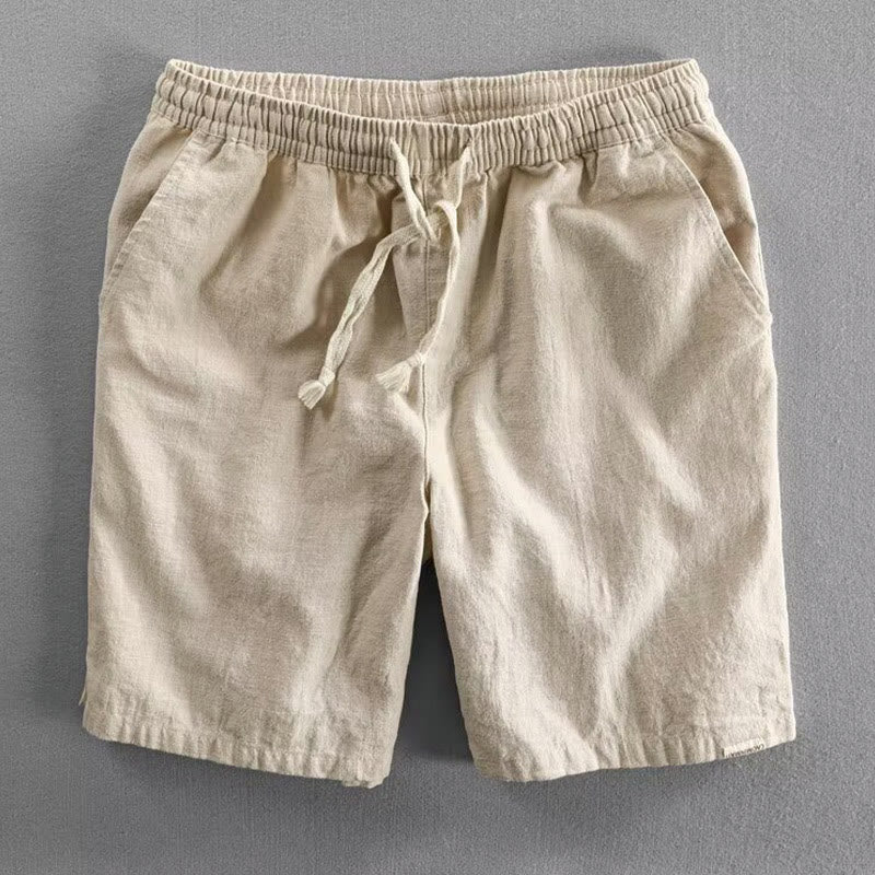 Drawstring Elastic Waist Cotton Men's Shorts With Pockets