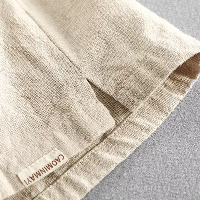 Drawstring Elastic Waist Cotton Men's Shorts With Pockets