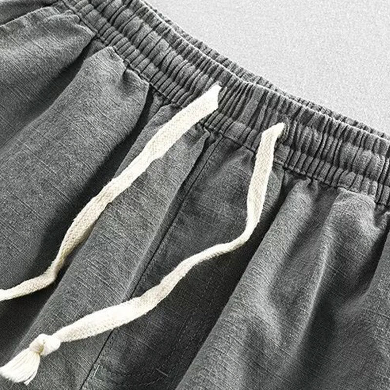 Drawstring Elastic Waist Cotton Men's Shorts With Pockets
