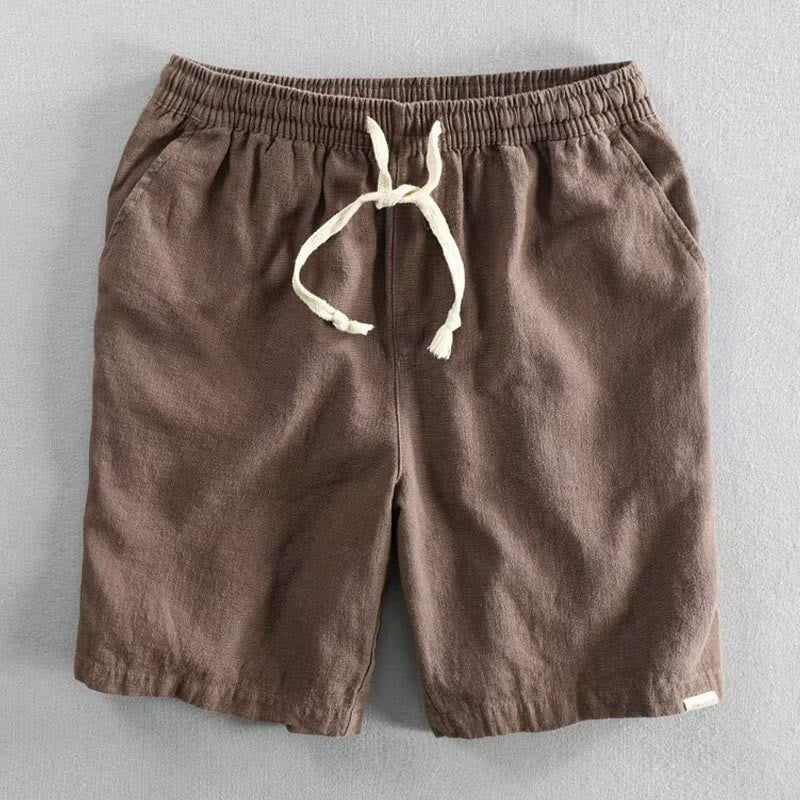 Drawstring Elastic Waist Cotton Men's Shorts With Pockets