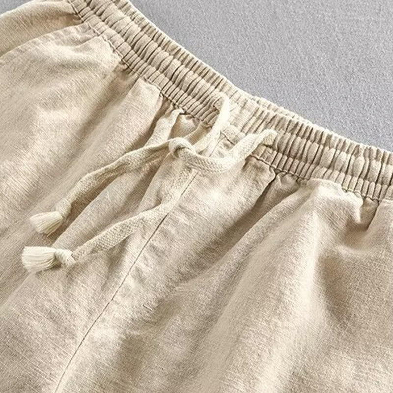 Drawstring Elastic Waist Cotton Men's Shorts With Pockets