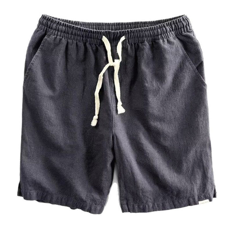 Drawstring Elastic Waist Cotton Men's Shorts With Pockets