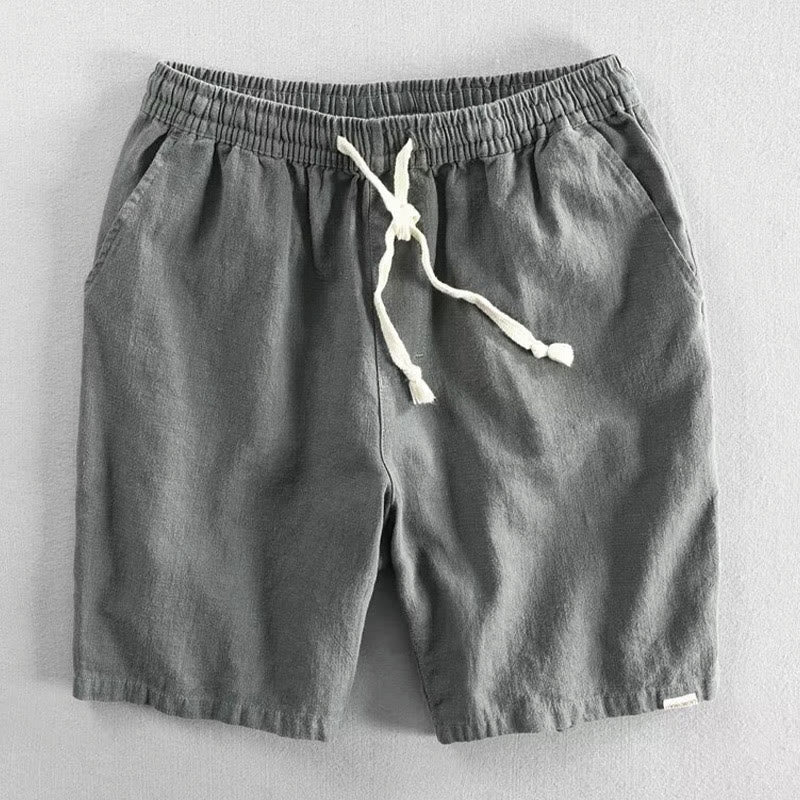 Drawstring Elastic Waist Cotton Men's Shorts With Pockets