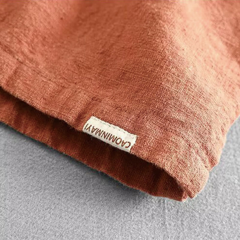 Drawstring Elastic Waist Cotton Men's Shorts With Pockets