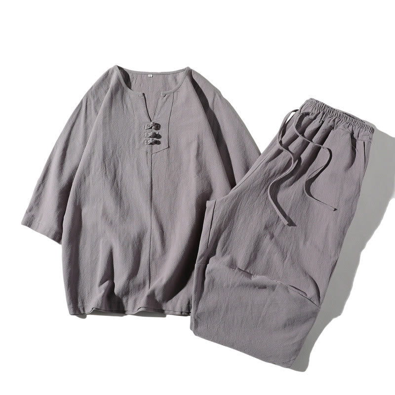 Cotton Linen Wide-Leg Mindful Meditation Set