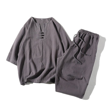 Cotton Linen Wide-Leg Mindful Meditation Set