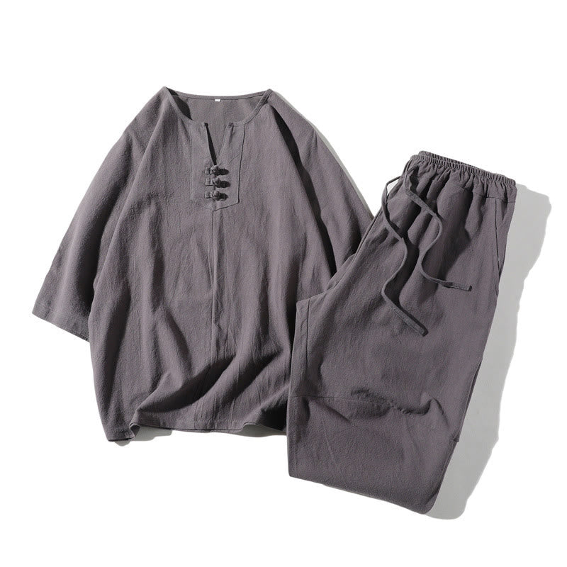 Cotton Linen Wide-Leg Mindful Meditation Set