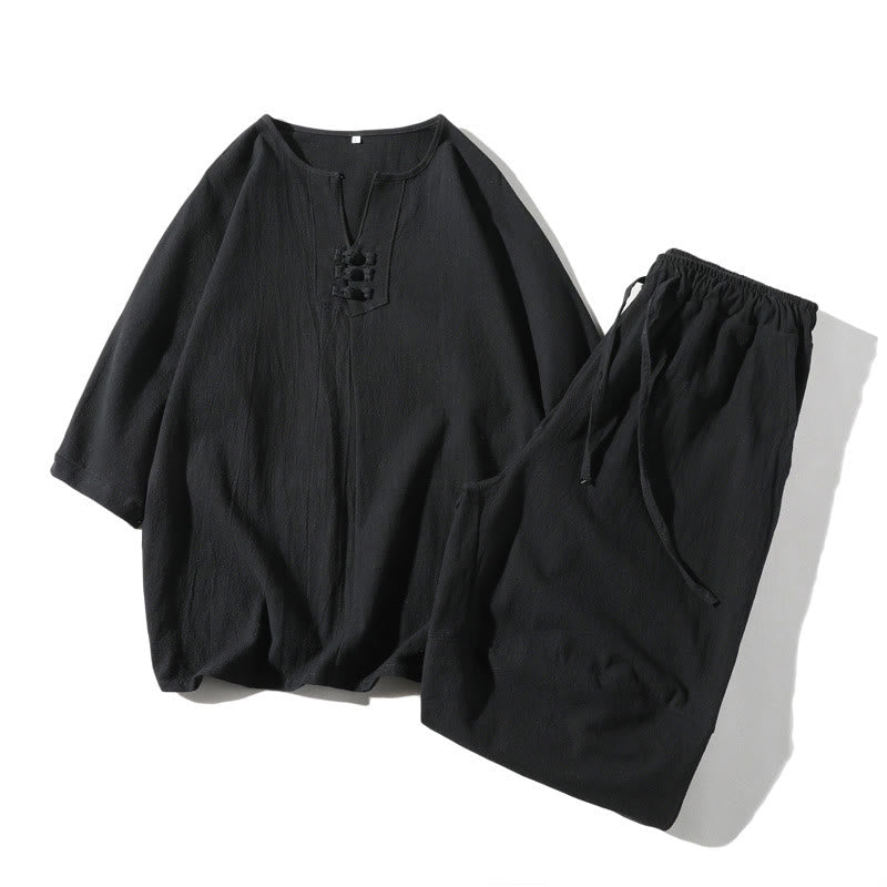 Cotton Linen Wide-Leg Mindful Meditation Set