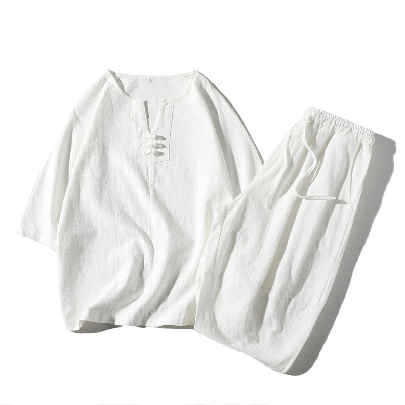 Cotton Linen Wide-Leg Mindful Meditation Set