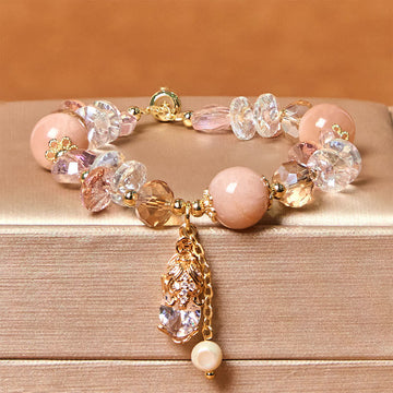 Natural Sunstone and Copper Pixiu Beaded Energy Bracelet