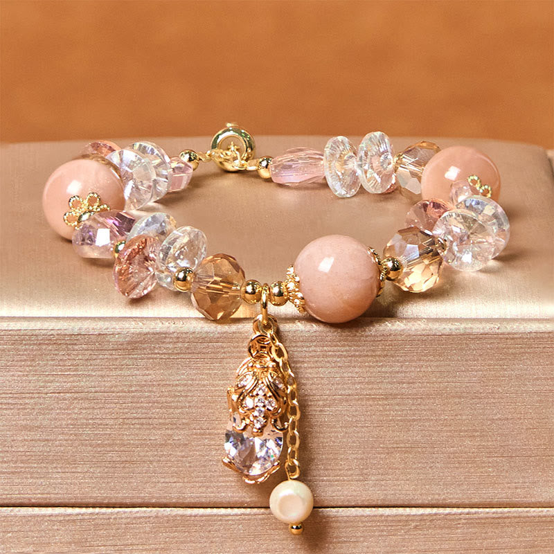 Natural Sunstone and Copper Pixiu Beaded Energy Bracelet