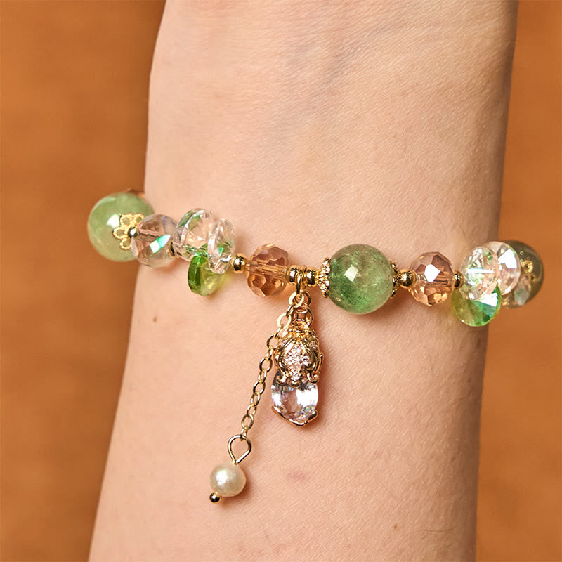 Natural Citrine Green Strawberry Quartz PiXiu Prosperity Bracelet