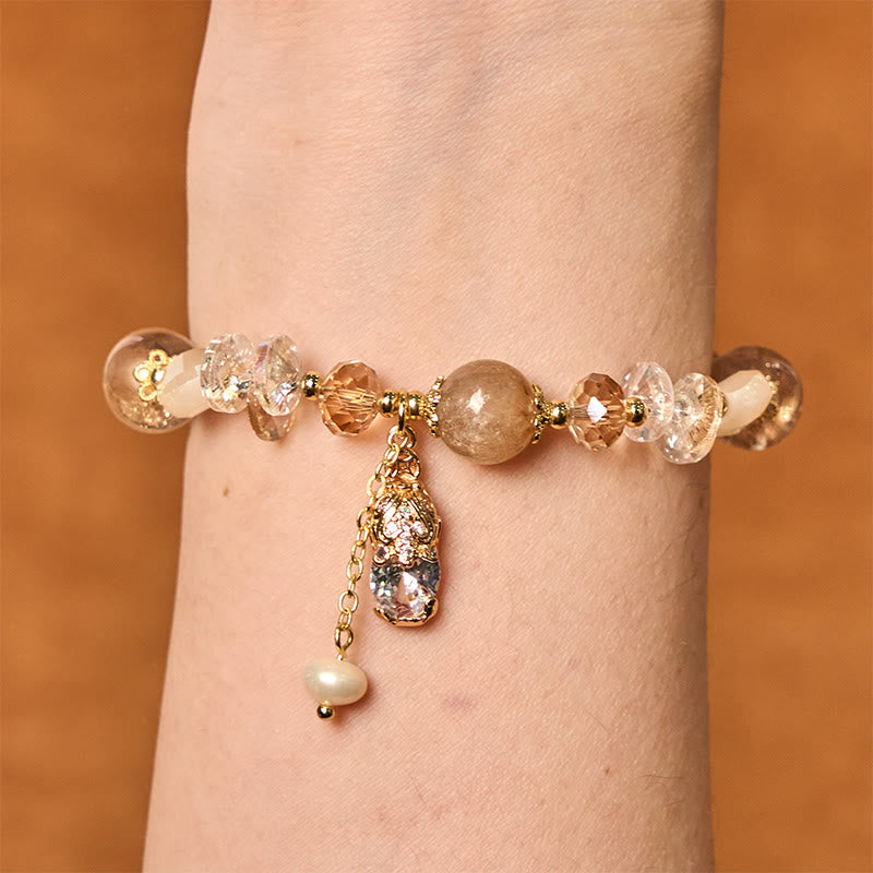 Natural Citrine Green Strawberry Quartz PiXiu Prosperity Bracelet