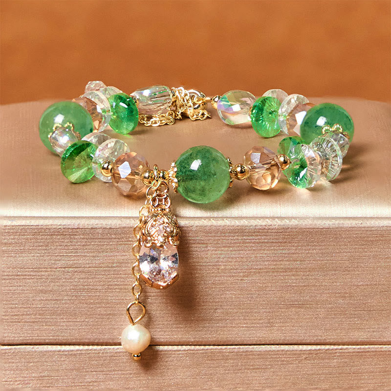 Natural Citrine Green Strawberry Quartz PiXiu Prosperity Bracelet