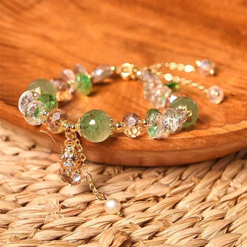 Natural Citrine Green Strawberry Quartz PiXiu Prosperity Bracelet