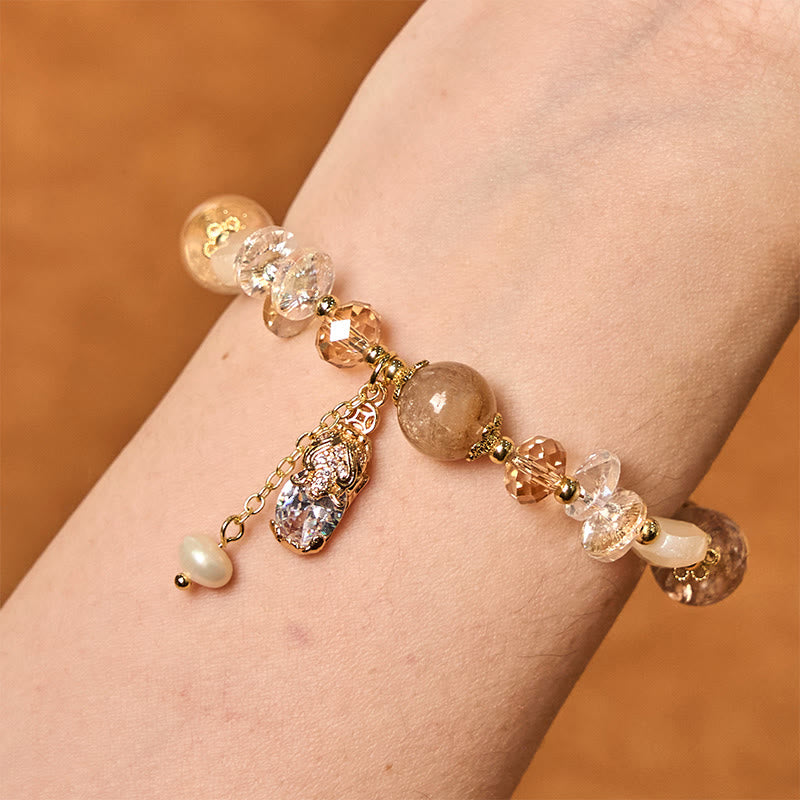 Natural Citrine Green Strawberry Quartz PiXiu Prosperity Bracelet