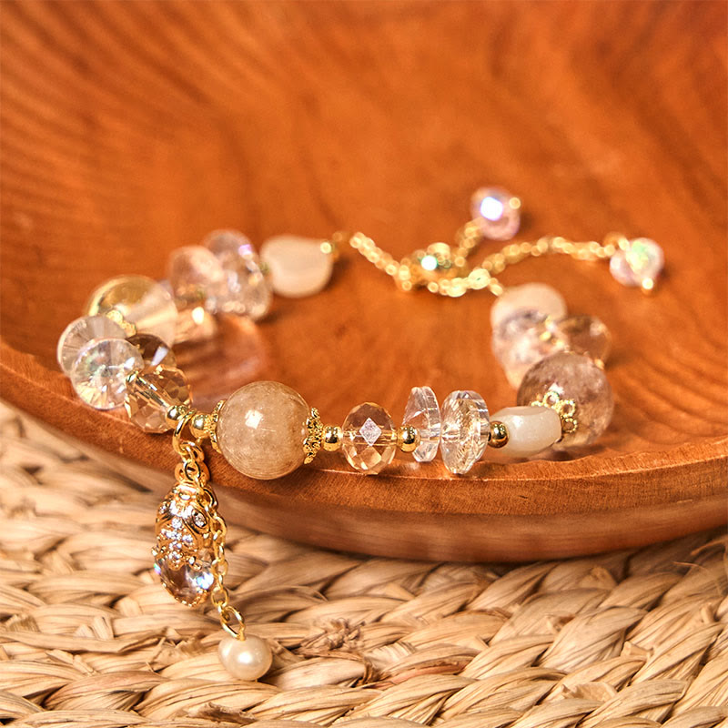 Natural Citrine Green Strawberry Quartz PiXiu Prosperity Bracelet