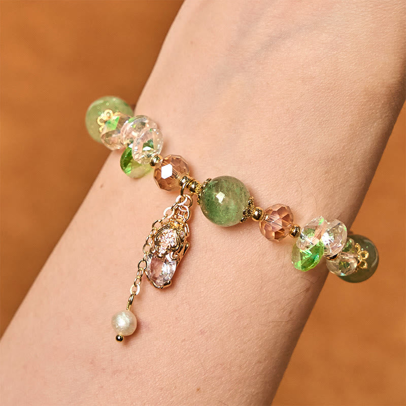 Natural Citrine Green Strawberry Quartz PiXiu Prosperity Bracelet