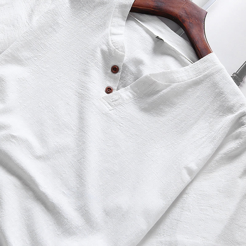 Cotton Linen Relaxed Fit Men's Meditation Shirt and Shorts Set