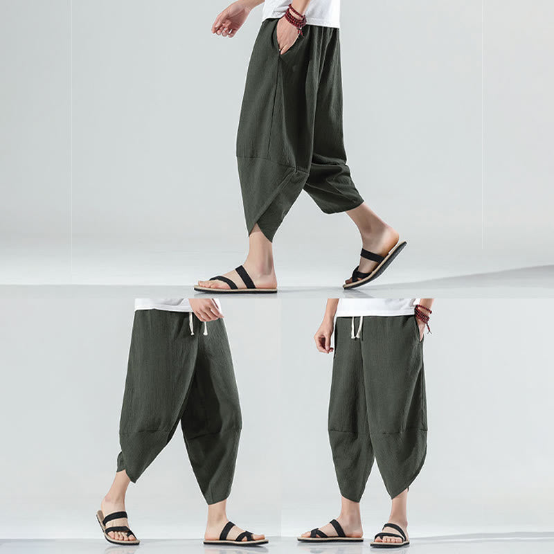 Breathable Linen Tapered Meditation Harem Pants
