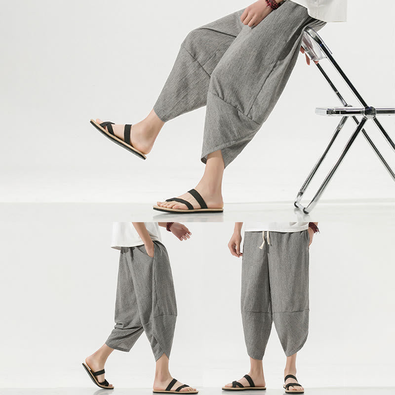 Breathable Linen Tapered Meditation Harem Pants