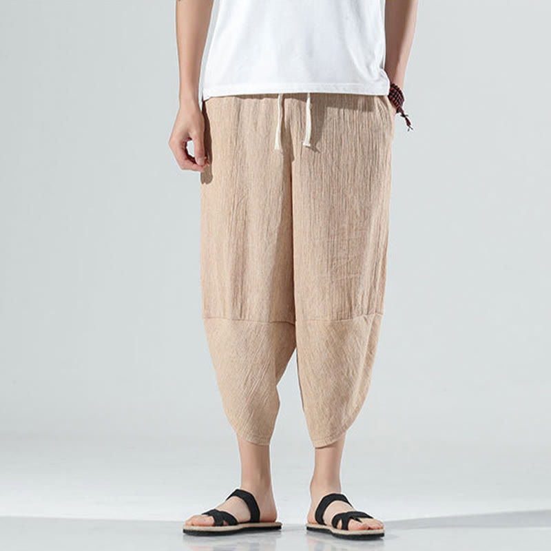 Breathable Linen Tapered Meditation Harem Pants