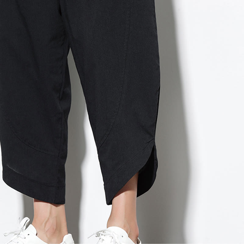 Casual Summer Drawstring 7-8 Length Linen Men's Harem Pants With Pockets