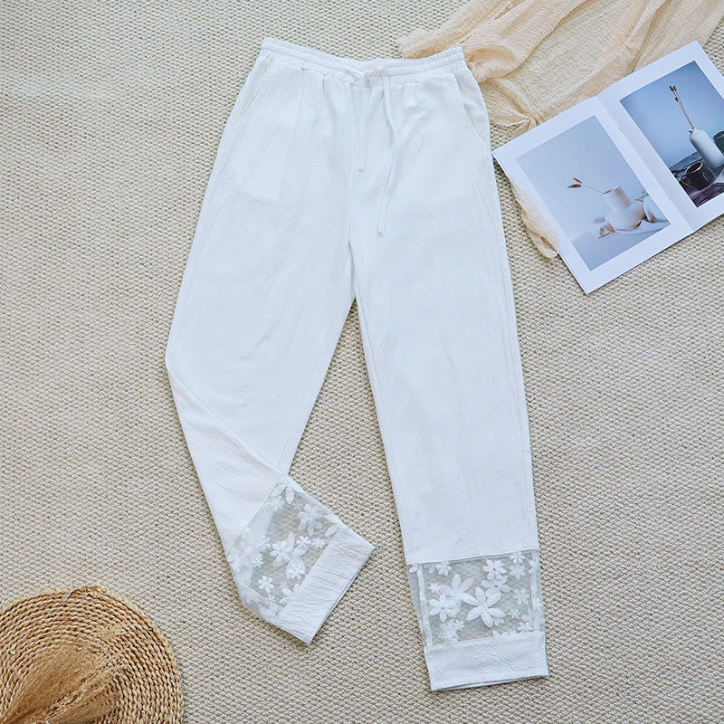 Tactile Cotton Linen Tapered Meditation Trousers