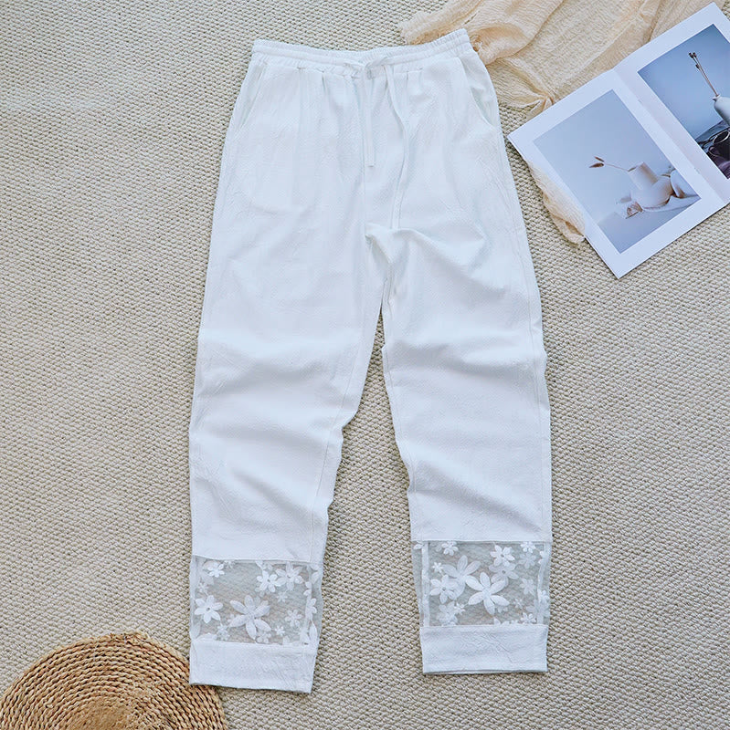 Tactile Cotton Linen Tapered Meditation Trousers