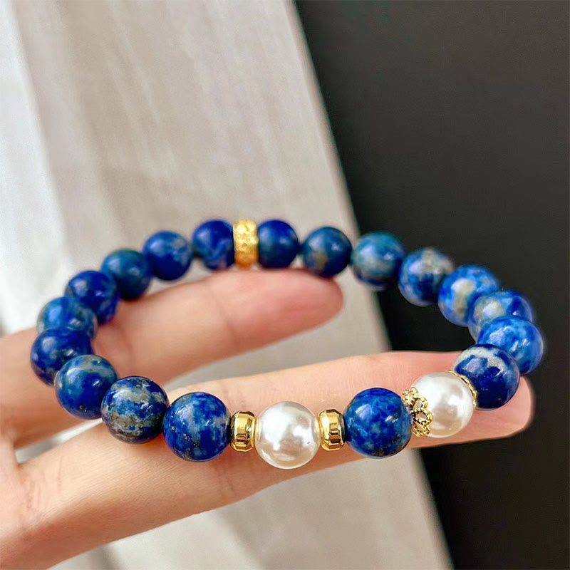 Lapis Lazuli and Pearl Beaded Serenity Balance Bracelet