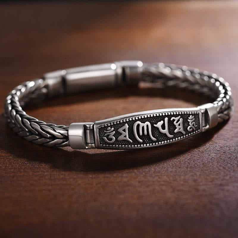 Tibetan Copper Weave Om Mani Padme Hum Relief Vajra Metal Bracelet